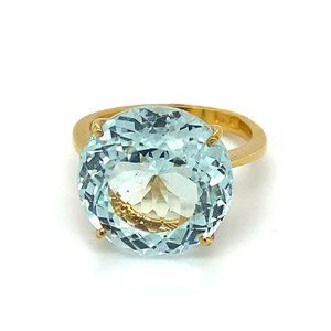 Certified Aquamarine 13.35ct Solid 22K Gold Ring